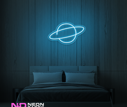 Color: Light Blue 'Planet Neptune' - LED Neon Sign - Space Neon Signs