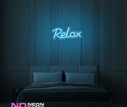 Color: Light Blue 'Relax' - LED Neon Sign - Affordable Neon Signs