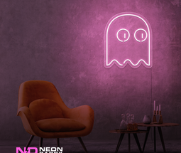 Color: Light Pink Ghost Pacman LED Neon Sign