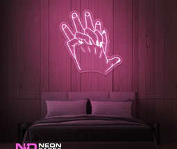 Color: Light Pink 'Hand Holding' LED Neon Sign - Romantic Neon Signs