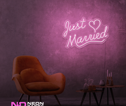 Color: Light Pink Just Married LED Neon Sign - Wedding Neon Signs