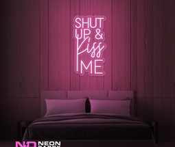 Color: Light Pink Shut up And Kiss Me LED Neon Sign