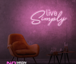 Color: Light Pink 'Live Simply' - LED Neon Sign - Affordable Neon Signs