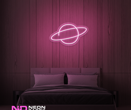 Color: Light Pink 'Planet Neptune' - LED Neon Sign - Space Neon Signs