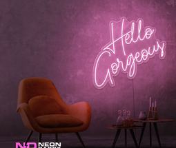 Color: Light Pink 'Hello Gorgeous' LED Neon Sign - Affordable Neon Signs