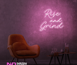 Color: Light Pink 'Rise and Grind' LED Neon Sign