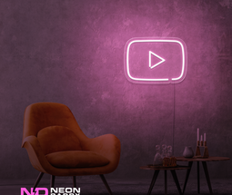 Color: Light Pink 'Youtube' - LED Neon Sign - Affordable Neon Signs