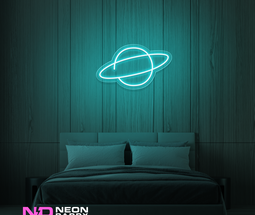 Color: Mint Green 'Planet Neptune' - LED Neon Sign - Space Neon Signs