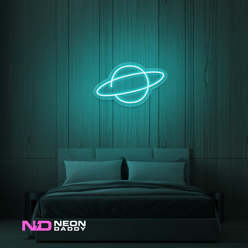 Color: Mint Green 'Planet Neptune' - LED Neon Sign - Space Neon Signs