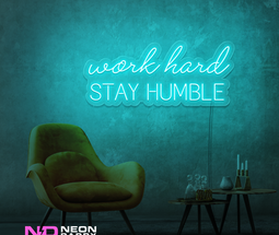Color: Mint Green 'Work Hard Stay Humble' - Affordable Neon Signs
