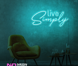 Color: Mint Green 'Live Simply' - LED Neon Sign - Affordable Neon Signs