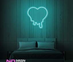 Color: Hot Pink, Light Pink, Red, Orange, Purple, Blue, Yellow, Light Blue, White, Warm White, Green, Mint Green 'Melting Heart' - LED Neon Sign - Affordable Neon Signs