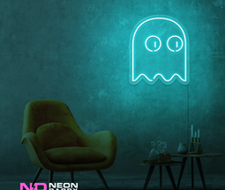 Color: Mint Green Ghost Pacman LED Neon Sign