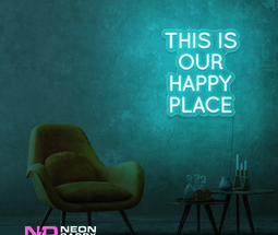 Color: Mint Green This Is Our Happy Place LED Neon Sign