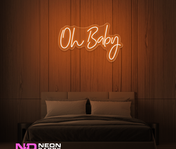 Color: Orange 'Oh Baby' - LED Neon Sign - Event Neon Signs