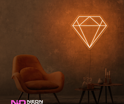 Color: Orange 'Diamond' LED Neon Sign - Affordable Neon Signs