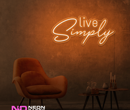 Color: Orange 'Live Simply' - LED Neon Sign - Affordable Neon Signs