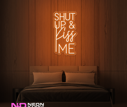 Color: Orange Shut up And Kiss Me LED Neon Sign