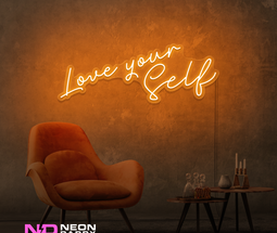 Color: Orange 'Love Yourself' - LED Neon Sign - Affordable Neon Signs
