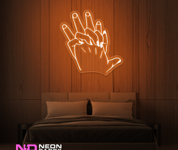 Color: Orange 'Hand Holding' LED Neon Sign - Romantic Neon Signs