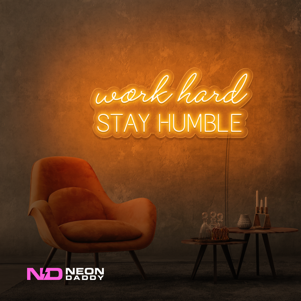 Color: Orange 'Work Hard Stay Humble' - Affordable Neon Signs