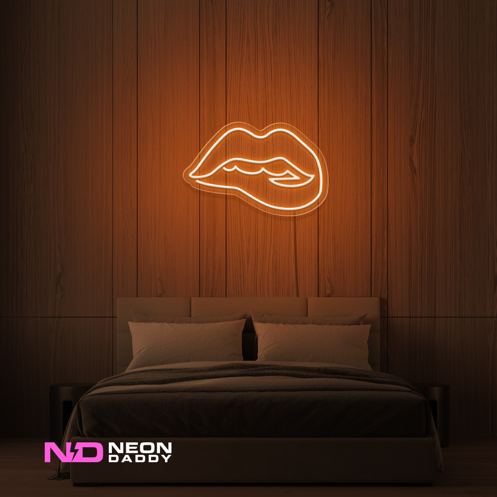 Color: Orange 'Lips' - LED Neon Sign - Affordable Neon Signs