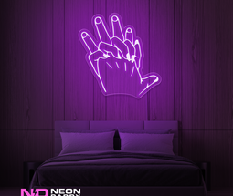 Color: Purple 'Hand Holding' LED Neon Sign - Romantic Neon Signs