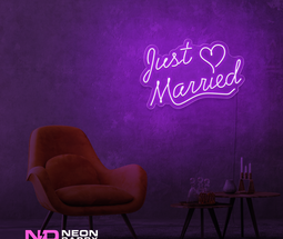 Color: Purple Just Married LED Neon Sign - Wedding Neon Signs