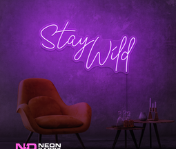 Color: Purple 'Stay Wild' - LED Neon Sign - Affordable Neon Signs