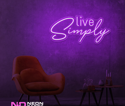 Color: Purple 'Live Simply' - LED Neon Sign - Affordable Neon Signs