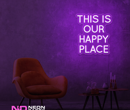 Color: Purple This Is Our Happy Place LED Neon Sign