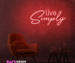 Color: Red 'Live Simply' - LED Neon Sign - Affordable Neon Signs