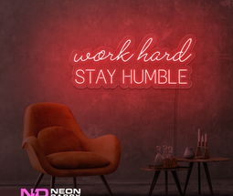 Color: Red 'Work Hard Stay Humble' - Affordable Neon Signs