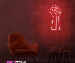 Color: Red 'Raised Fist' - LED Neon Sign - Affordable Neon Signs