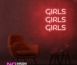 Color: Red Girls Girls Girls LED Neon Sign