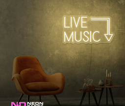 Color: Warm White 'Live Music' - LED Neon Sign - Affordable Neon Signs