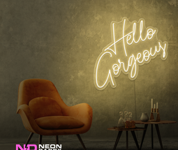 Color: Warm White 'Hello Gorgeous' LED Neon Sign - Affordable Neon Signs