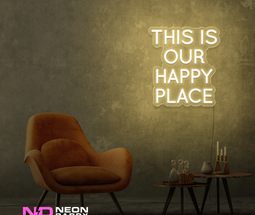 Color: Warm White This Is Our Happy Place LED Neon Sign