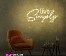 Color: Warm White 'Live Simply' - LED Neon Sign - Affordable Neon Signs