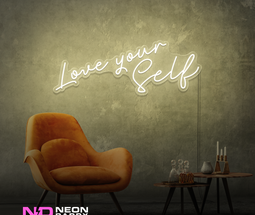Color: Warm White 'Love Yourself' - LED Neon Sign - Affordable Neon Signs