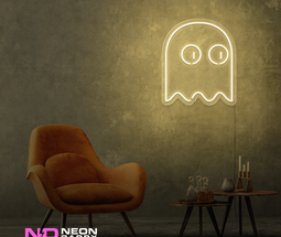Color: Warm White Ghost Pacman LED Neon Sign