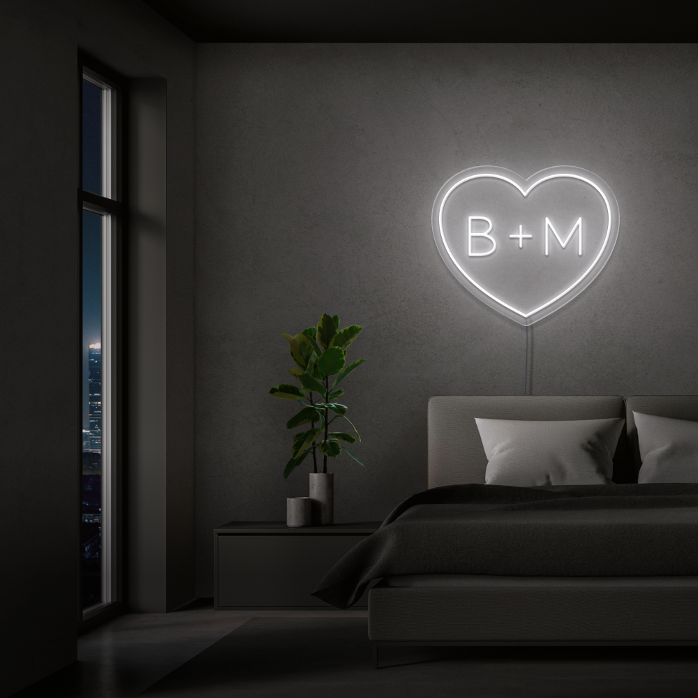 Personalised Initials Love Heart Neon Sign