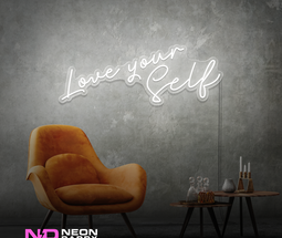 Color: White 'Love Yourself' - LED Neon Sign - Affordable Neon Signs