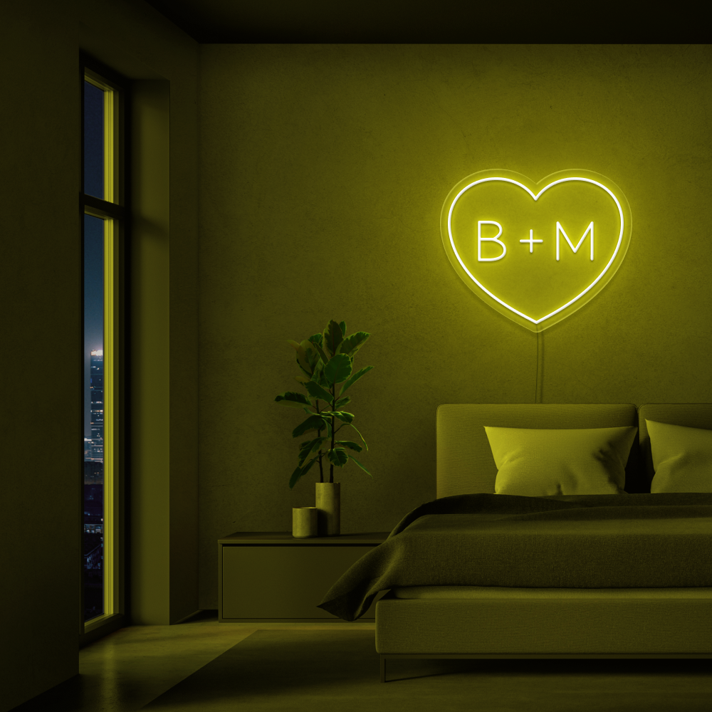 Personalised Initials Love Heart Neon Sign
