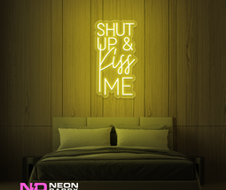 Color: Yellow Shut up And Kiss Me LED Neon Sign