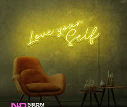 Color: Yellow 'Love Yourself' - LED Neon Sign - Affordable Neon Signs