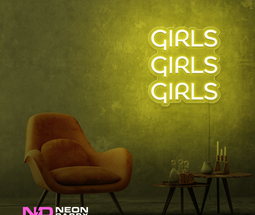 Color: Yellow Girls Girls Girls LED Neon Sign