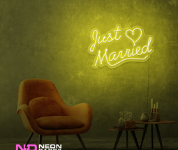 Color: Yellow Just Married LED Neon Sign - Wedding Neon Signs