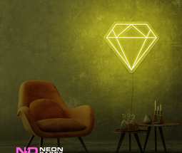 Color: Yellow 'Diamond' LED Neon Sign - Affordable Neon Signs