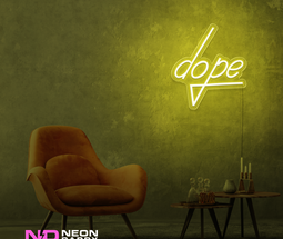 Color: Yellow 'Dope' LED Neon Sign - Affordable Neon Signs